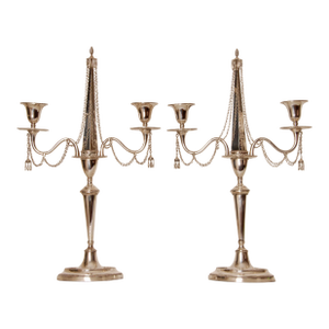 Empire Candelabras Antique Silver Napoleonic Obelisk a Pair