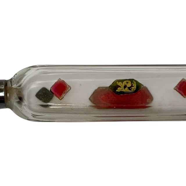 Antique Bohemian Jeweled Glass Pocket Scent Bottle Hinged Cap & Intact Ground Glass Stopper Czech c.1890 For Sale - Image 9 of 12