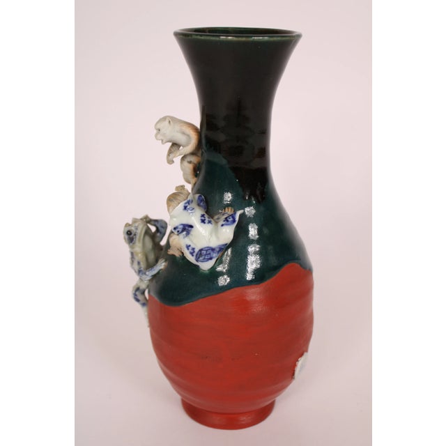 Japanese Sumida Ware Vase With Monkeys For Sale - Image 3 of 8