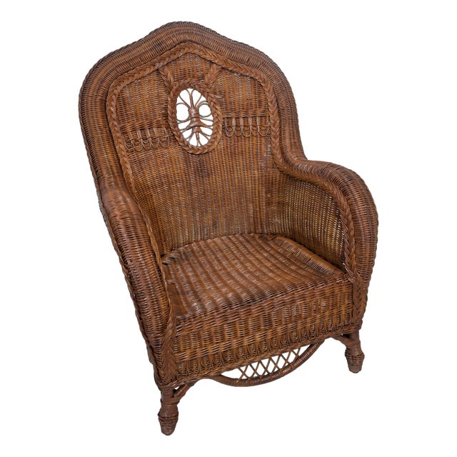 Art Deco Royal/Club Wicker Armchair For Sale