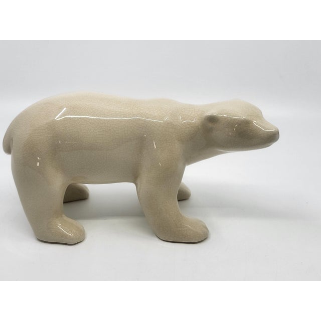 Art Deco Polar Bear Model in Crackled Ceramic by L&V Ceram, 1920s For Sale - Image 12 of 12