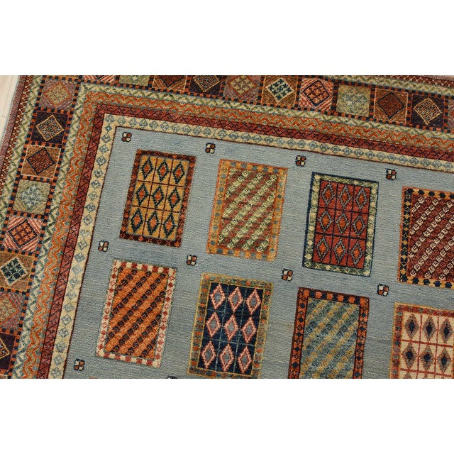Barjasta Rug 6’9” X 9’10” Blue Wool Tribal Hand-Knotted Oriental Carpet For Sale In Philadelphia - Image 6 of 12