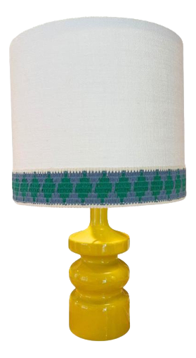 Pamela PM Table Lamp in Beech with Lacquer and AJ Linen by Popus Editions