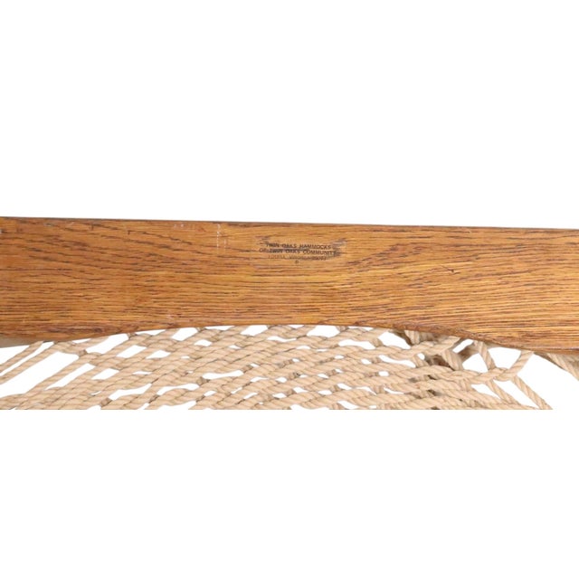 Oak and Rope Hanging Chair by Twin Oaks Hammocks For Sale - Image 4 of 10