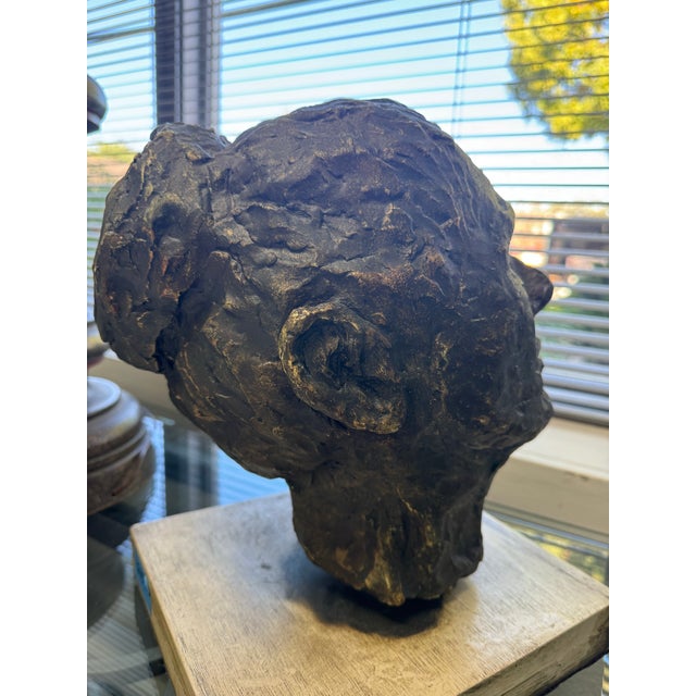 Early 21st Century Bronzed Composite Female Head Sculpture Maker’ Mark, Attributed to Houston Artist Gena Haber For Sale - Image 5 of 8