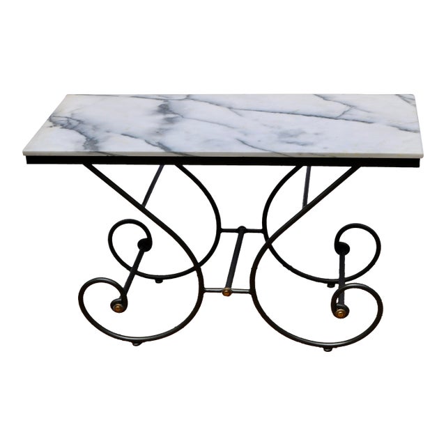 Vintage French Marble Top Pastry Bakery Table For Sale