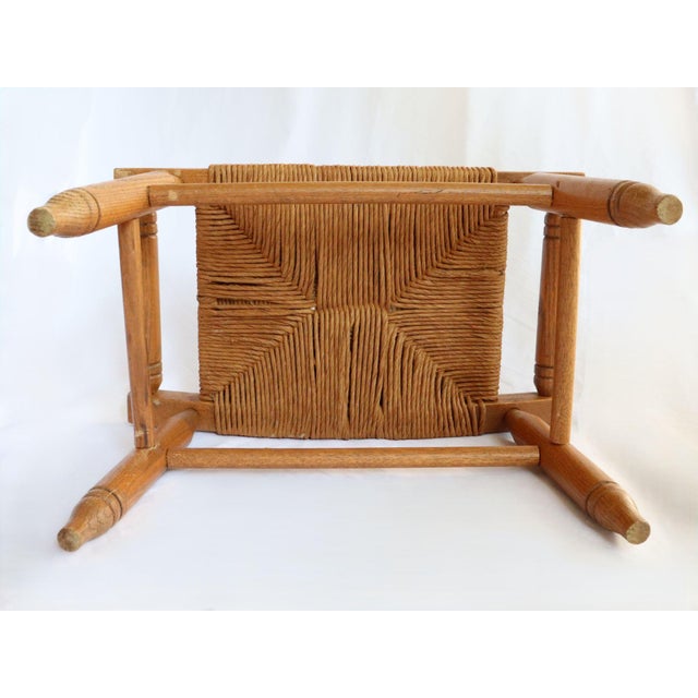 Vintage Curved Low Stool or Footstool With Rush Seat For Sale - Image 15 of 15