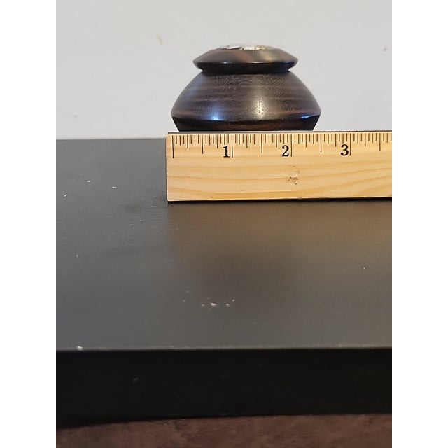 Wood Hand Turned Tabacco Jar Wooden With Leopard For Sale - Image 7 of 8