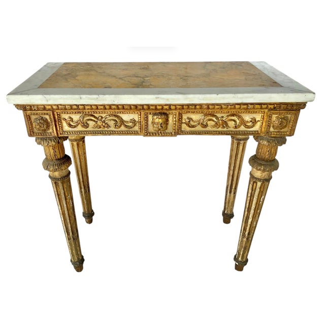 Italian Neoclassical Gilt Console Table With Marble Top, 18th Century For Sale - Image 12 of 12