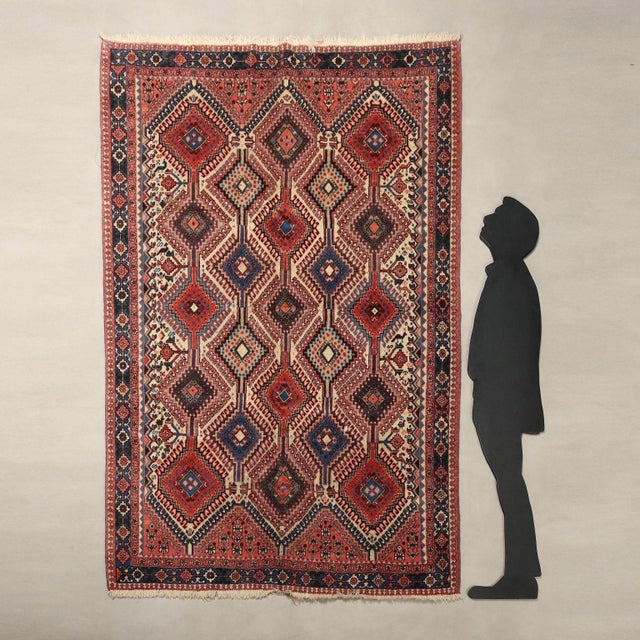 Jalamè wool rug, large knot, hand-woven. It has one hole. This piece is attributed to the mentioned designer/maker. It has...
