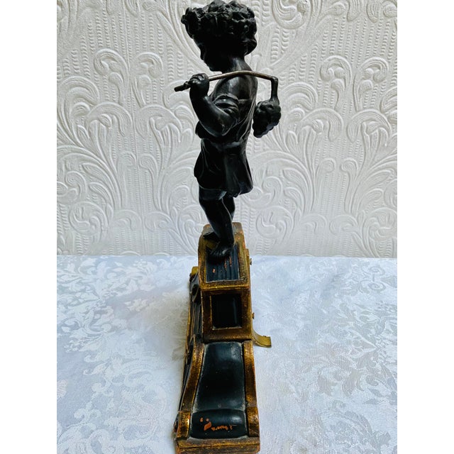 Late 19th Century Late 19th Century Antique Boy Harvester Bronze on Hand Painted Stand For Sale - Image 5 of 13