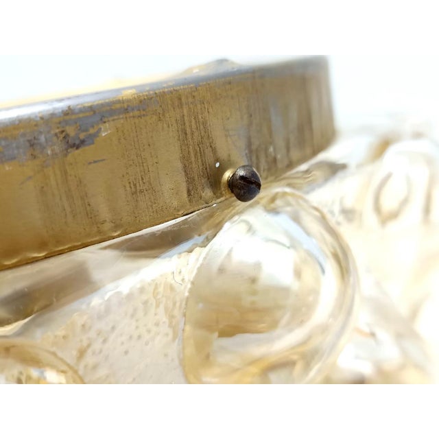 Ceiling Light in Amber Glass and Gold Varnished Metal by Helena Tynell, 1970s For Sale - Image 10 of 11