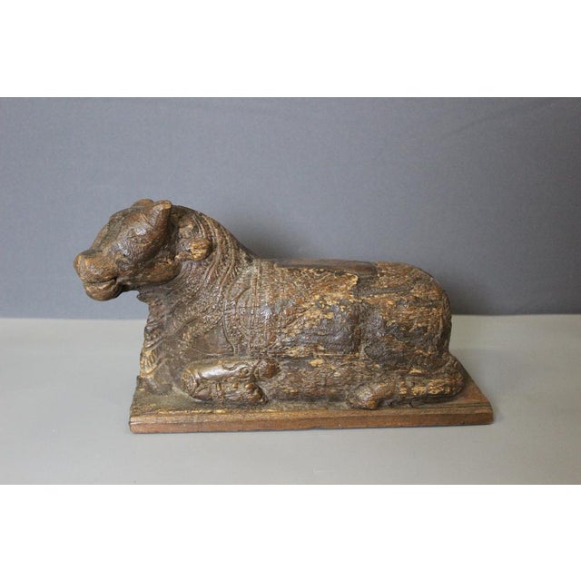 19th Century Sacred Cow in Carved Wood, India, 1800s For Sale - Image 12 of 12