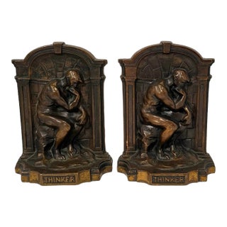 1920s “ Thinker” Bronze Bookends- a Pair For Sale