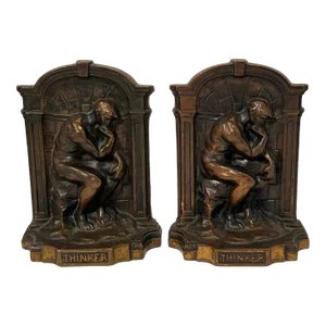 1920s “ Thinker” Bronze Bookends- a Pair