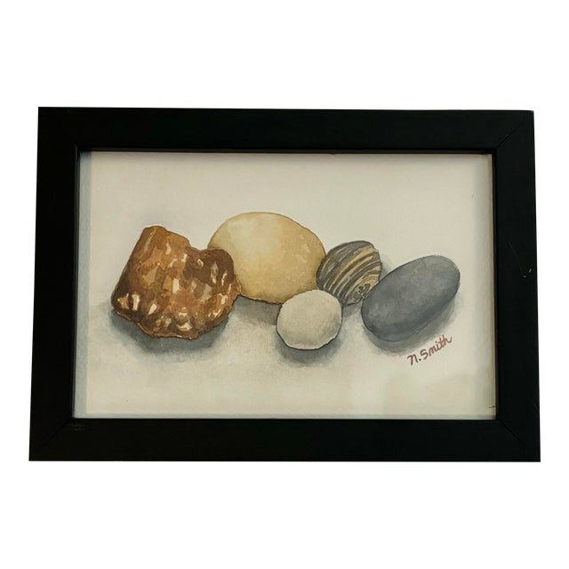 Original Watercolor Painting Rock Collection For Sale