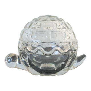 Vintage Glass Turtle Trinket Box For Sale