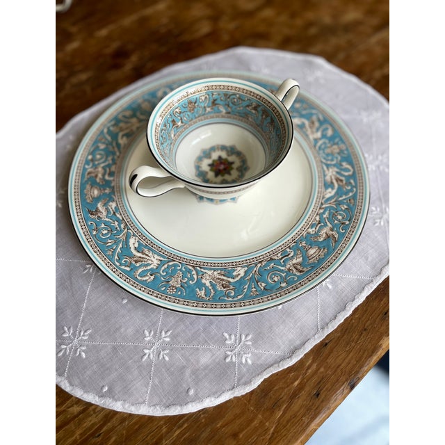 English Dishes Fit for a Queen (Or Khaleesi): Vintage Wedgwood Florentine Turquoise, 1940s Hand-Painted Set For Sale - Image 3 of 11