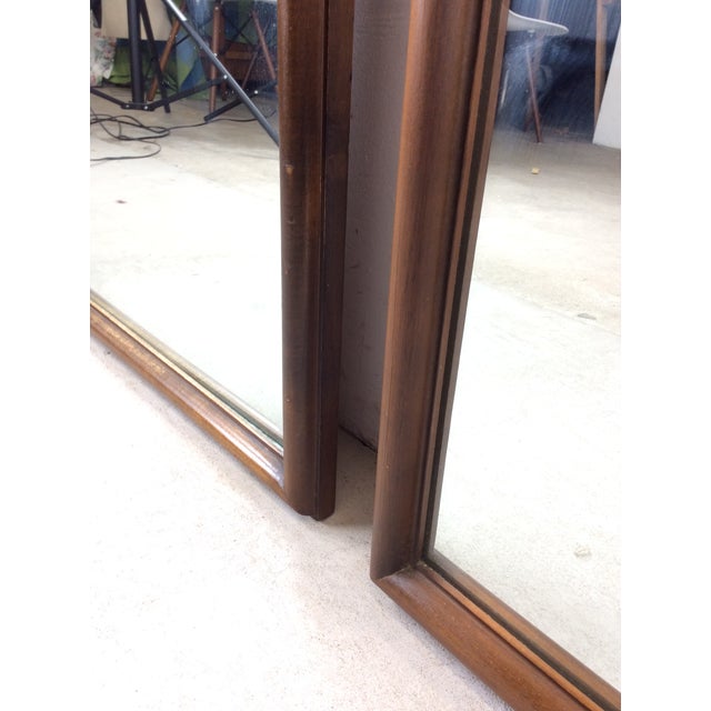 Pair of Mid Century Modern Rectangular Wall Mirrors With Thin Walnut Frame For Sale - Image 11 of 18