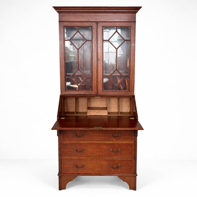 Antique Edwardian Mahogany Glazed Bureau Bookcase, 1930s, in Very Good conditions. Designed 1920 to 1949