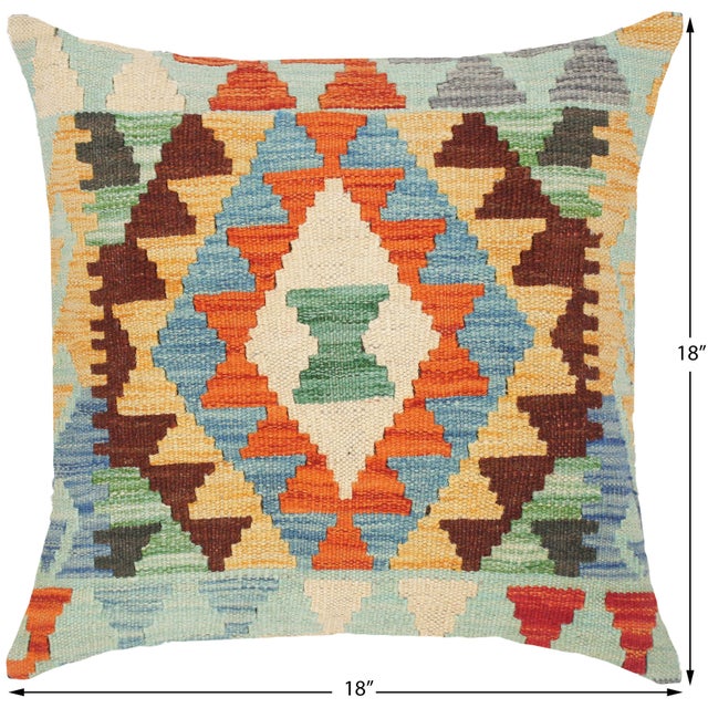Blue Shabby Chic Hand-Woven Turkish Kilim Throw Pillow For Sale - Image 8 of 8