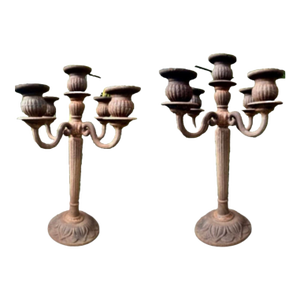 Late 19th Century Pair of Monumental French Provincial Cast Iron Candelabra