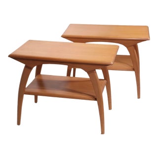 Pr. Mid Century Heywood Wakefield Side Tables in Original Champagne Finish For Sale