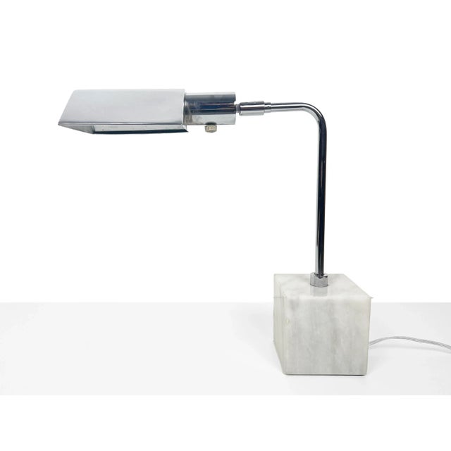 Koch and Lowy Marble Base Chrome Table Lamp For Sale - Image 13 of 13