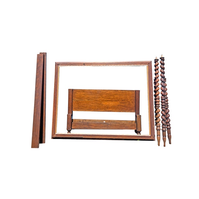 Baker Furniture Company Baker 4 Poster Canopy Bed Frame Headboard in Barley Twist Design For Sale - Image 4 of 7