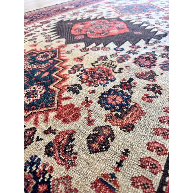 Antique Persian Malayer Carpet, Geometric Design, Ivory, Green, Navy Circa 1890 For Sale - Image 11 of 18