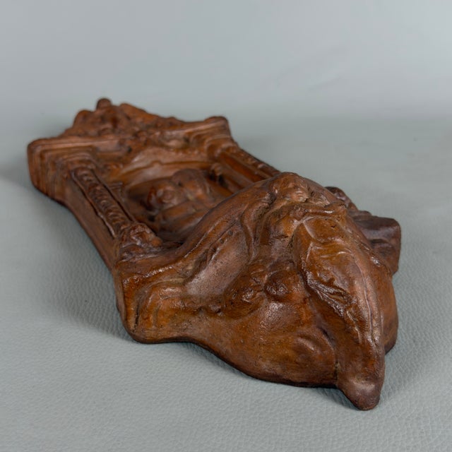 Vintage Terracotta Holy Water Stoup with Madonna and Child, 20th Century For Sale - Image 4 of 11