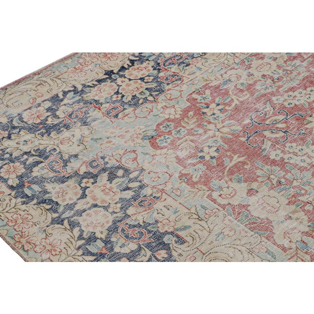 1970s Vintage Persian Kerman Rug in Red, Blue and Beige Floral Patterns by Rug & Kilim For Sale - Image 5 of 7