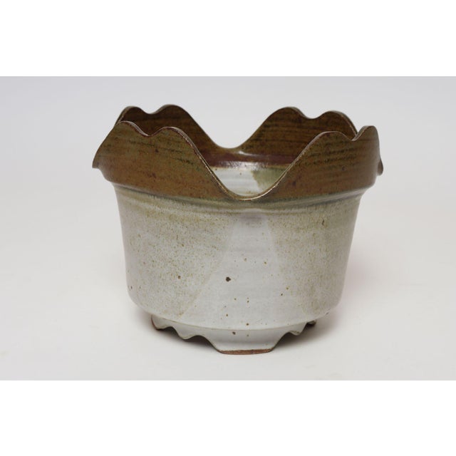1970s Vintage Brown and Pale Gray Studio Pottery Square Planter by Deanna Nichols For Sale - Image 5 of 17
