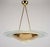 1970s 1970s Mid-Century Modern French Brass & Frosted Glass Pendant Light – 24" Luxury Chandelier For Sale - Image 5 of 6