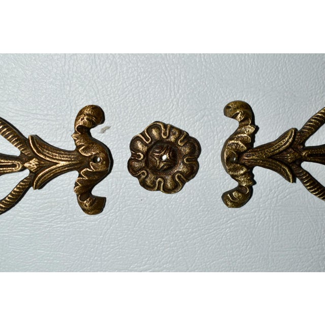Antique Brass French Empire Style 3 Pc. Decorative Furniture Ormolu For Sale - Image 9 of 10
