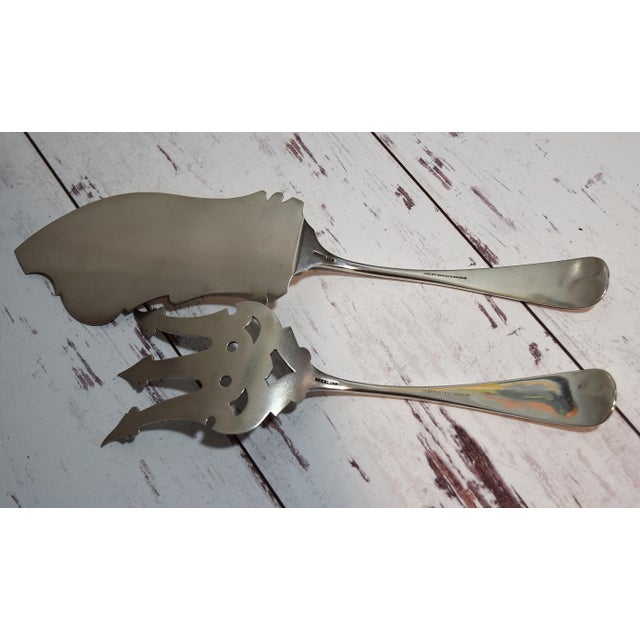 Late 19th Century Beautiful Antique Sterling Silver Fish Server & Fork Set Bailey Banks and Biddle For Sale - Image 9 of 16