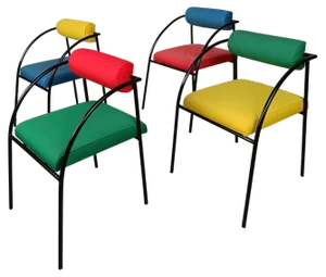 Postmodern Chairs Model Vienna attributed to Rodney Kinsman for Bieffeplast, 1980s, Set of 4