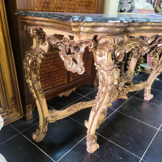Large 18th Century Console Table with Lacquered and Gilded Wood For Sale - Image 16 of 18
