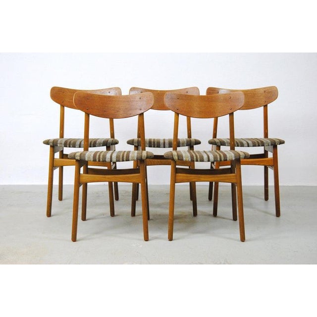 Vintage Danish Dining Chairs in Teak, 1960s, Set of 5 For Sale - Image 3 of 13