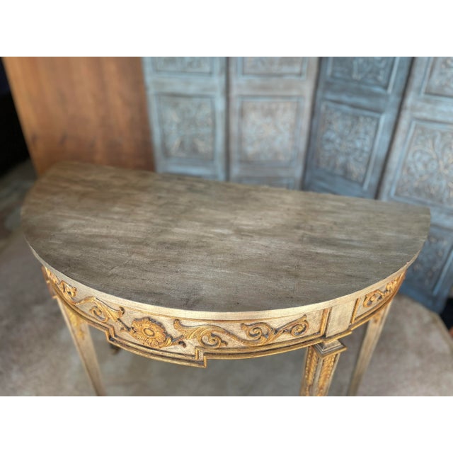 Italian Neo Classical Style Demi Lune Console Table For Sale - Image 9 of 12