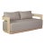 Eclipse Outdoor Solid Teak Wood Love Seat Natural - Gray Fabric For Sale
