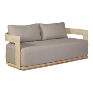 Eclipse Outdoor Solid Teak Wood Love Seat Natural - Gray Fabric