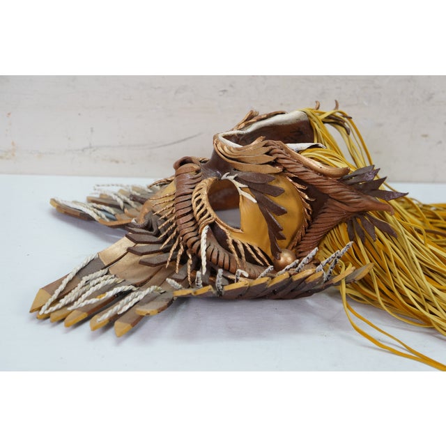 2 Vintage 1980s Jl Chuites Leather Tassel Mardi Gras Face Masks For Sale - Image 4 of 16
