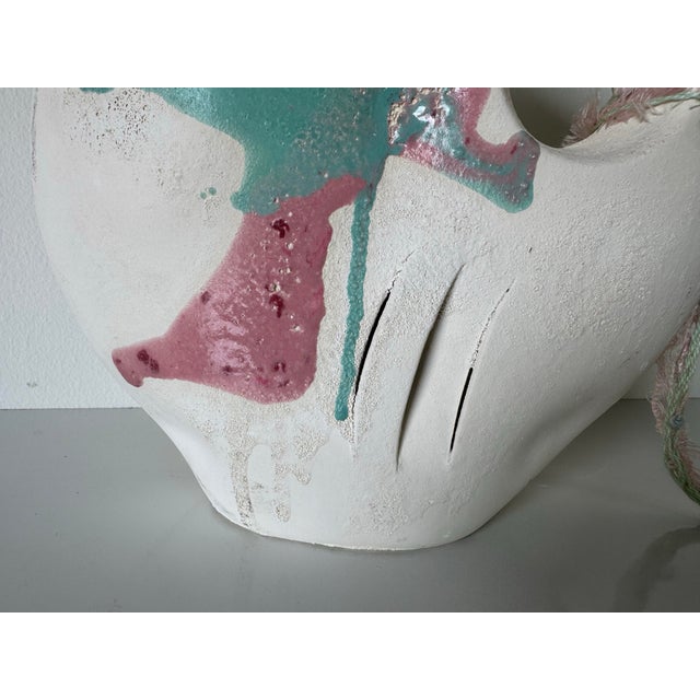 Ceramic 1980s Vintage Southwestern Native American Style Ceramic Vase With Abstract Glaze & Fiber Detail For Sale - Image 7 of 12