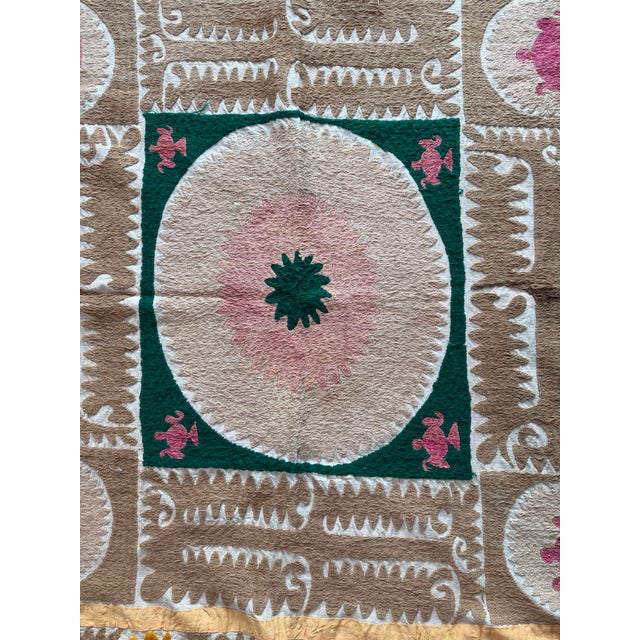 Hand-Embroidered Suzani from Central Asian, circa mid-1960s. Dimension; 46'' x 52'' inches / 117 x 133 cm / 3'10'' x 4'4''...