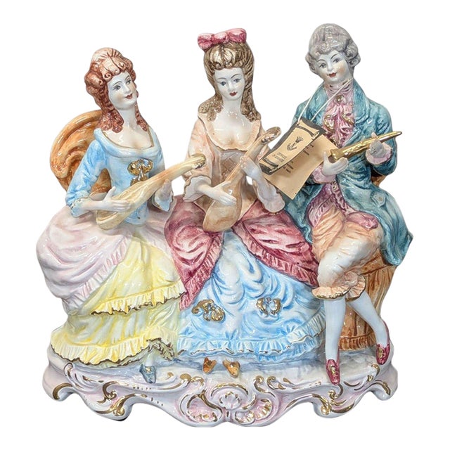 2010s Capodimonte Porcelain Sculpture – Elegant Musical Trio Figurine For Sale
