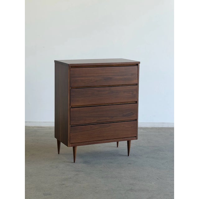 W34 D17.75 H43.25 Fully restored highboy with upgraded rails that give access to the entirety of the drawers and allow the...