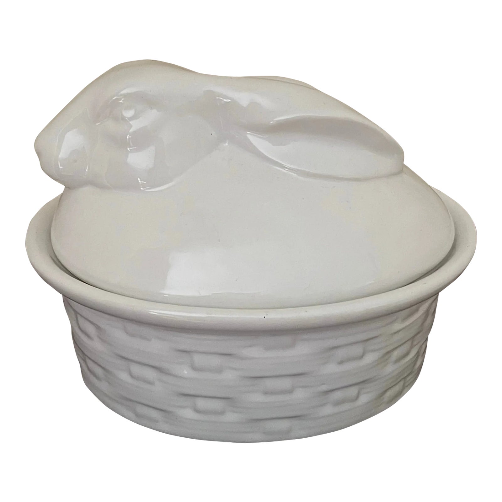 White Ceramic Rabbit Tureen | Chairish