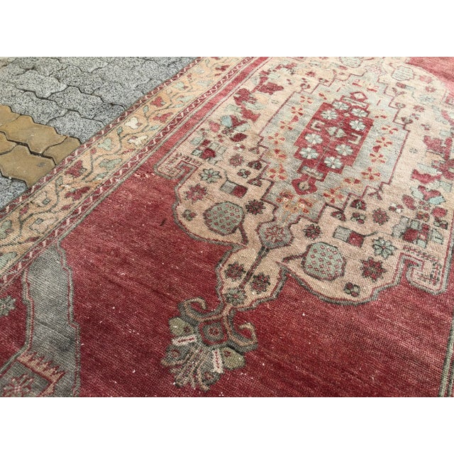 Red Oushak Handmade Naturel Wool and Wool Rug For Sale - Image 8 of 11