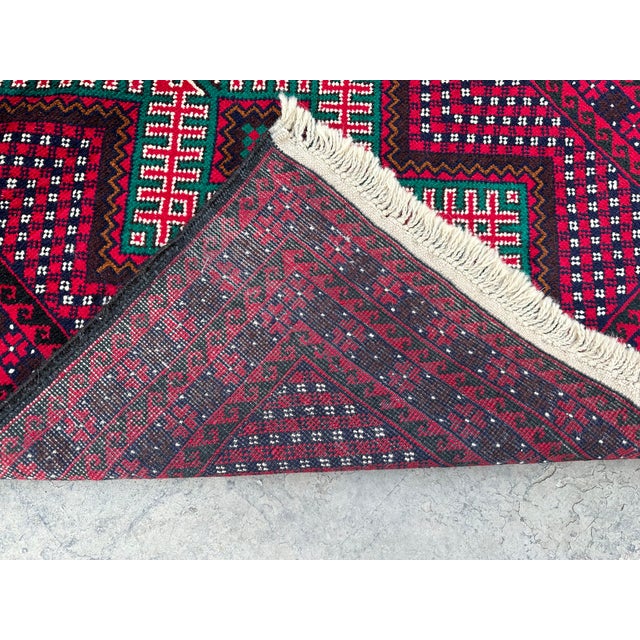 Ruby Red 1990s Hand Knotted Vintage Belouch Tribal Rug For Sale - Image 8 of 8